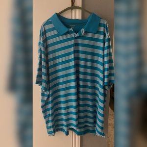 3XL teal striped polo
